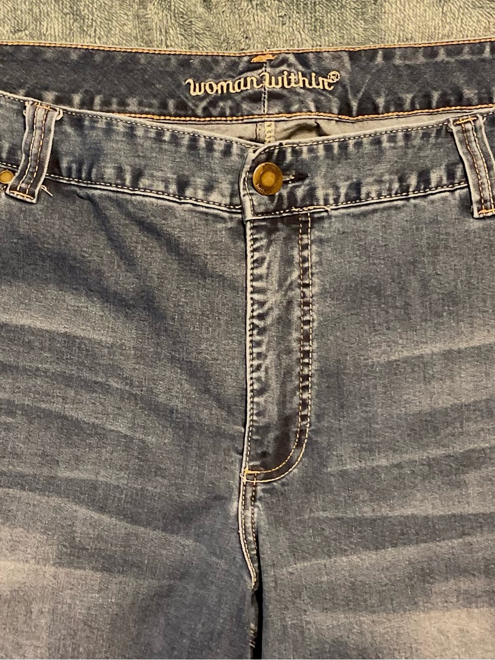 Woman Within Slim Straight Jeans in Light Blue Wash 28W